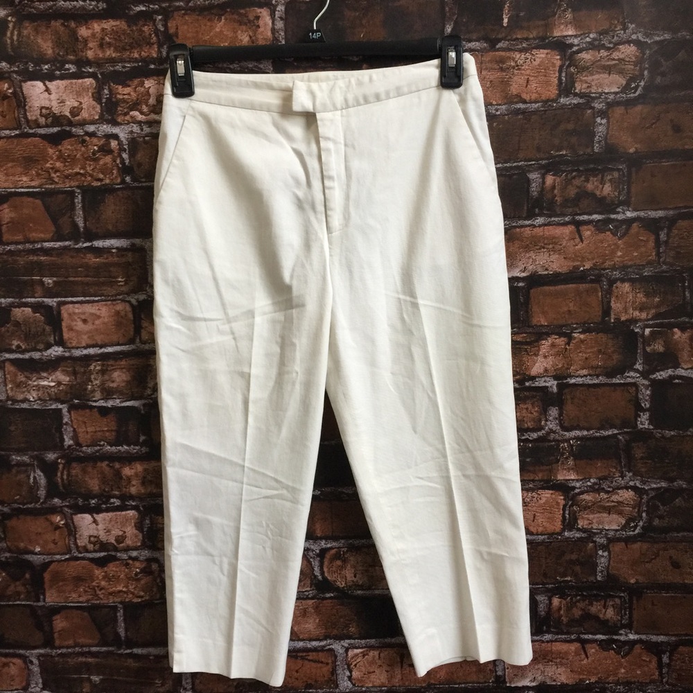 Oscar de la Renta High Waist Crop White Pant - Picture 2 of 5
